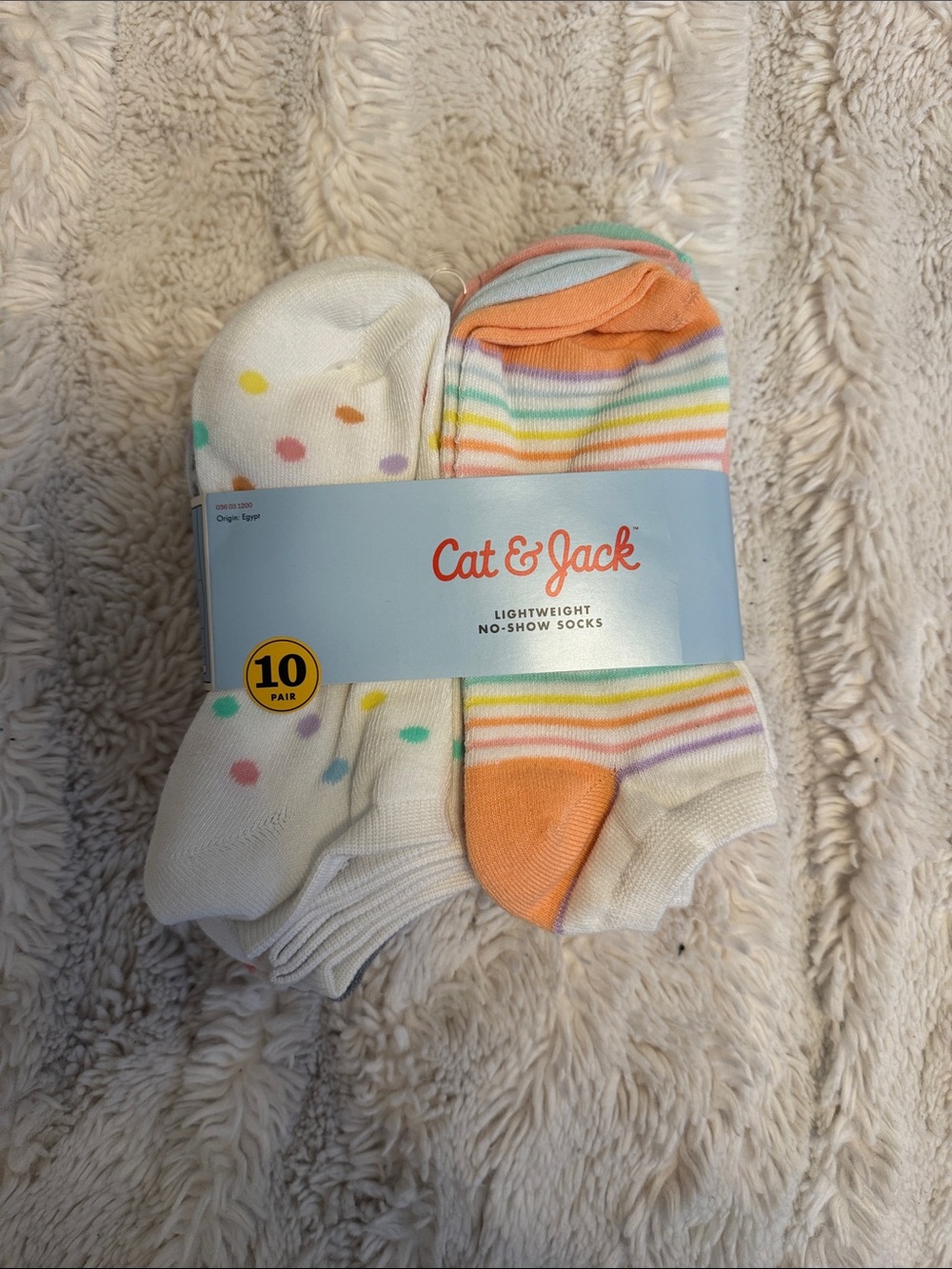 Girls Cat & Jack No-Show Socks - Pastel Polka Dots & Stripes